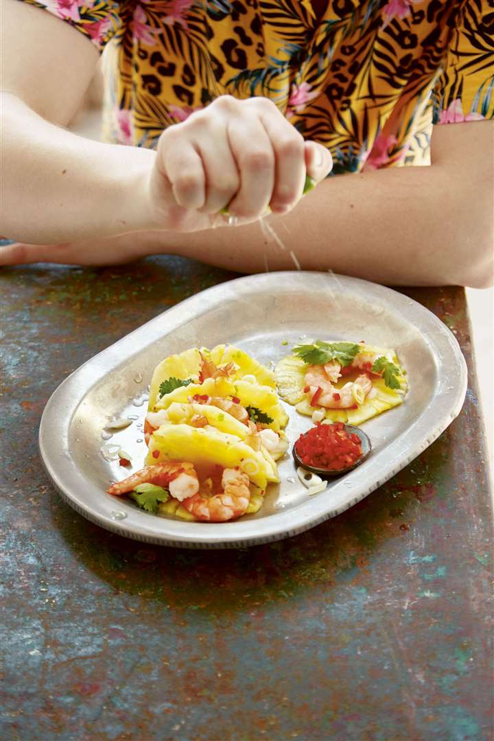 Recipe of the Week: Pineapple tacos with prawns, chilli and lime